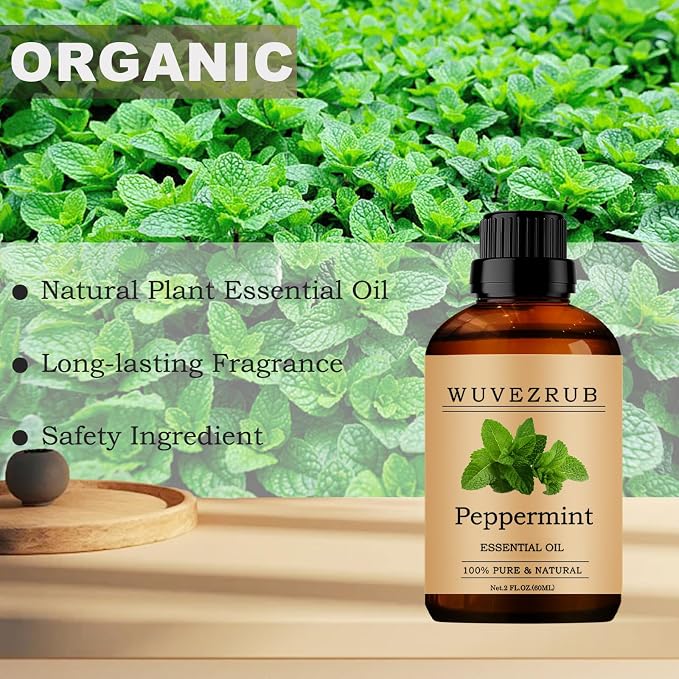 Peppermint Essential Oil 60ML, 100% Pure and Natural for Aromatherapy Diffuser - 2 Fl Oz