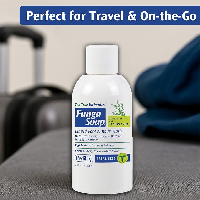 Pedifix FungaSoap® Tea Tree Oil Foot & Body Wash – 2 oz (Travel Size) – Small Bottle for Itchy Skin, Odor & Fungus Care – Perfect for On-the-Go Use – Same Formula as Larger Sizes