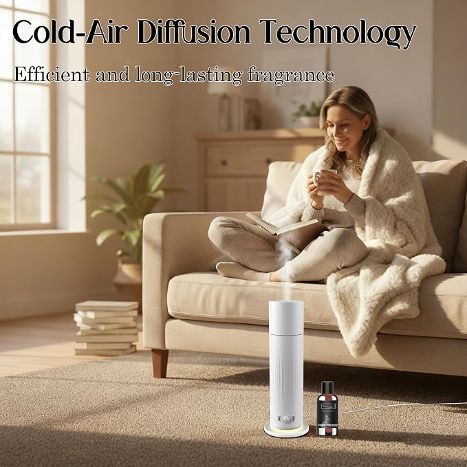 Waterless Essential Oil Diffuser, Scent Air Machine for Home with Hotel Scent Oil, Covers Up to 1000 Sq.Ft, Adjustable Mist & Timer, Hotel and Commercial Use