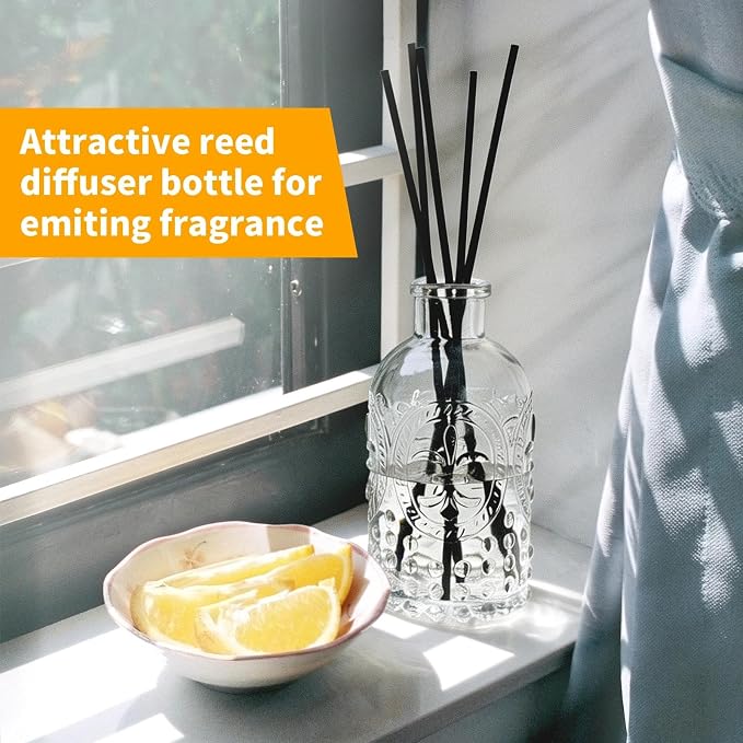 Reed Diffuser Glass Bottles Empty Set of 4 DIY Clear Decorative Bottles Fragrance Vase Jars Oil Diffusers Container with Sticks for Home Office Desk Wedding Valentine Decor Car Girl Women