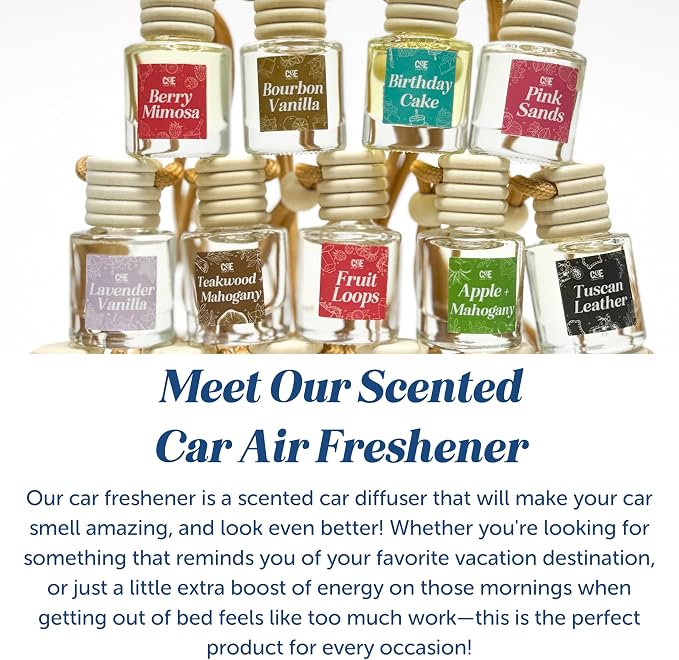CANDECraftCo Car Air Hanging Fragrance Oil, Car Auto Freshener for Essential Oils, Scents Fragrance Aromatherapy Automobile Diffuser, Long Lasting (Berry Mimosa + Champagne)