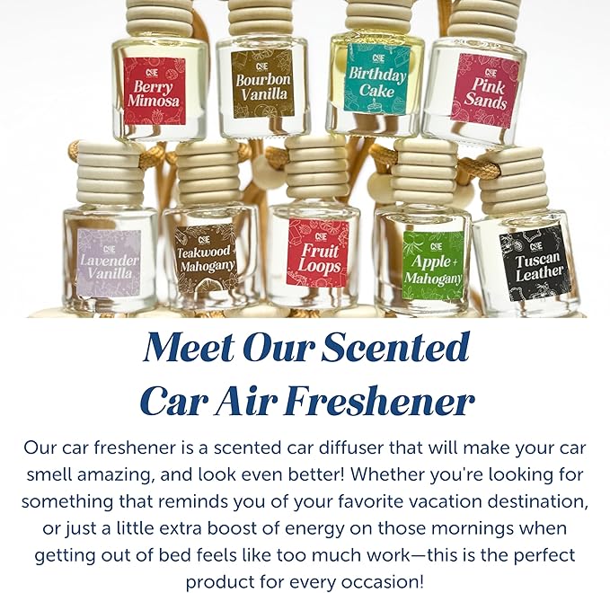 C&E Craft Co Hanging Car Air Freshener Diffuser 2 Pack, Long Lasting Fragrance Oil Car Freshener, Glass Bottle Auto Air Freshener, Made in USA (Sugar Cookie)