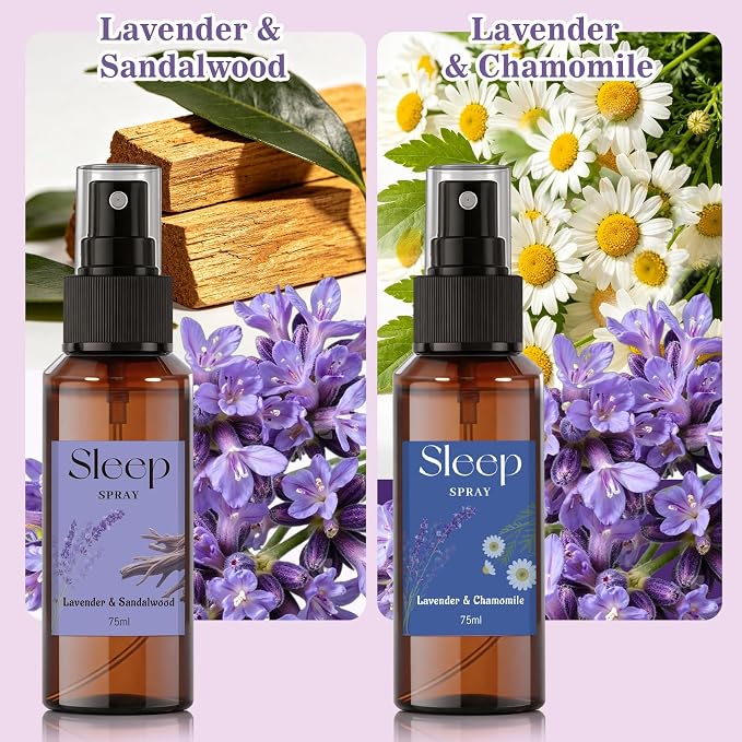 SCENTORINI Sleep Spray, 5.07 oz Pillow Spray with Lavender Essential Oil for Sleep Relaxing, 2 Pack Lavender & Sandalwood, Chamomile, Pillow Mist for Bedding, Sheets Liners, Room Spray Air Freshener