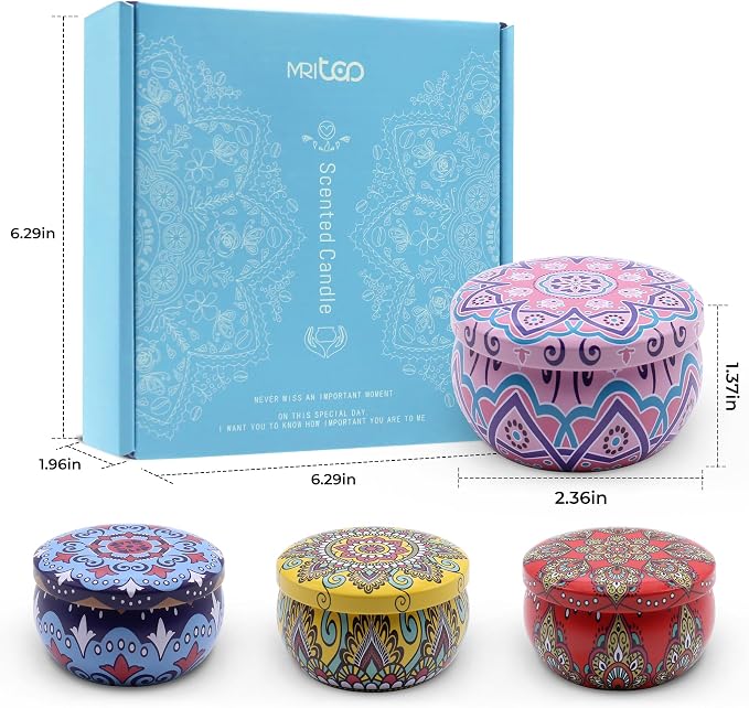 Scented Candles Gift Set for Women 4 Pack Soy Wax Candles with Dried Flowers Reusable Tin Aromatherapy Relaxation Gift for Birthday Mothers Day Valentines Day