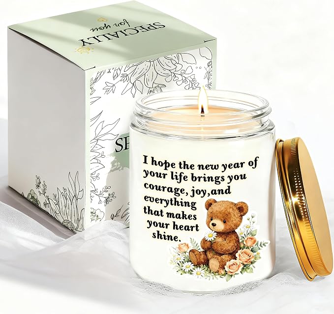 Birthday Gifts for Women, Christmas New Year Gifts for Wife Sister Mom Daughter Girlfriend Friend, Encouragement New Beginning Blessing Gift for Her, Funny Lavender Scented Candle - White
