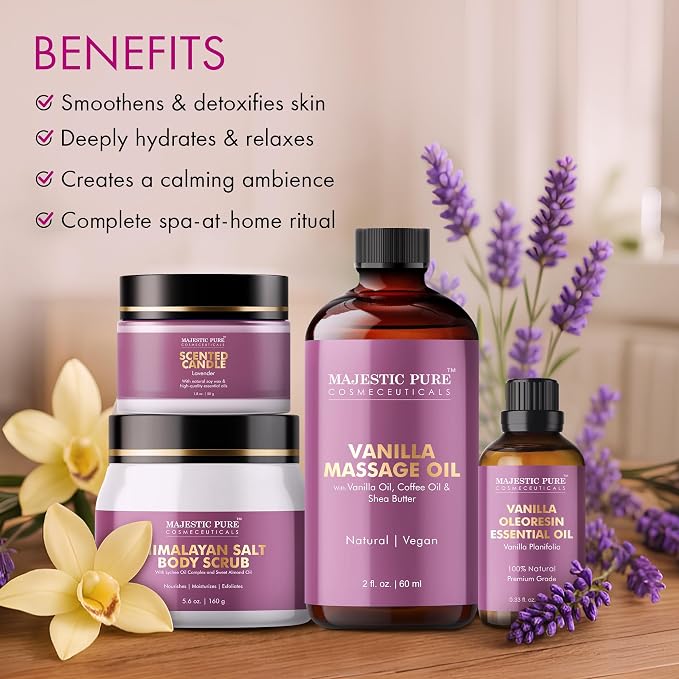 Majestic Pure Spa & Pamper Set | Gift Set of 4 | Relaxing Self-Care Essentials for Home Spa Experience