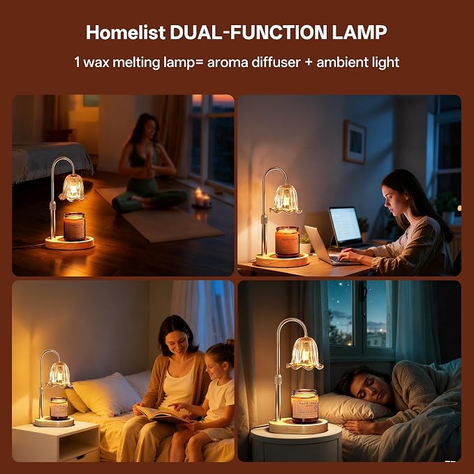 Homelist Candle Warmer with Timer Dimmable, Candle Lamp with Charming Gift Box, New Home Decor, Mothers Day Birthday Christmas Gifts, Candle Wax Melt Warmer with 2 Bulbs