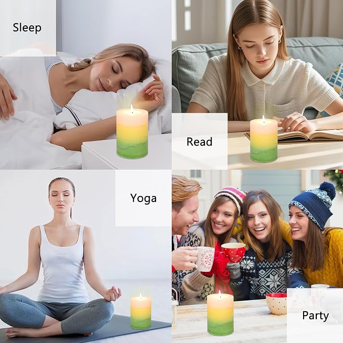 Pillar Candles, Freesia Scented Candles 35+Hour Long Lasting Burn Time, 3 X 4 Inches Dripless & Smokeless Aromatherapy Candles for Wedding Party Home Décor, Set of 3