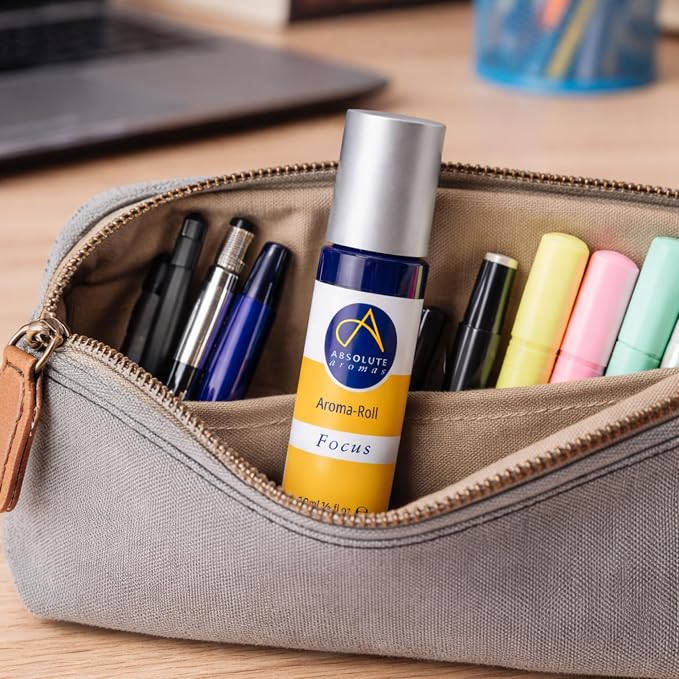 Absolute Aromas Focus Aroma-Roll Roller Ball - Contains 100% Pure, Natural Rosemary, Basil, Bergamot Essential Oil
