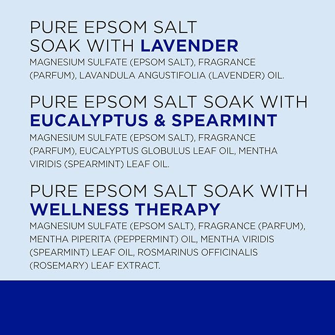 Dr Teal's Epsom Salt Magnesium Soak, Lavender, Eucalyptus & Wellness Trio, 3 lbs (Pack of 3)