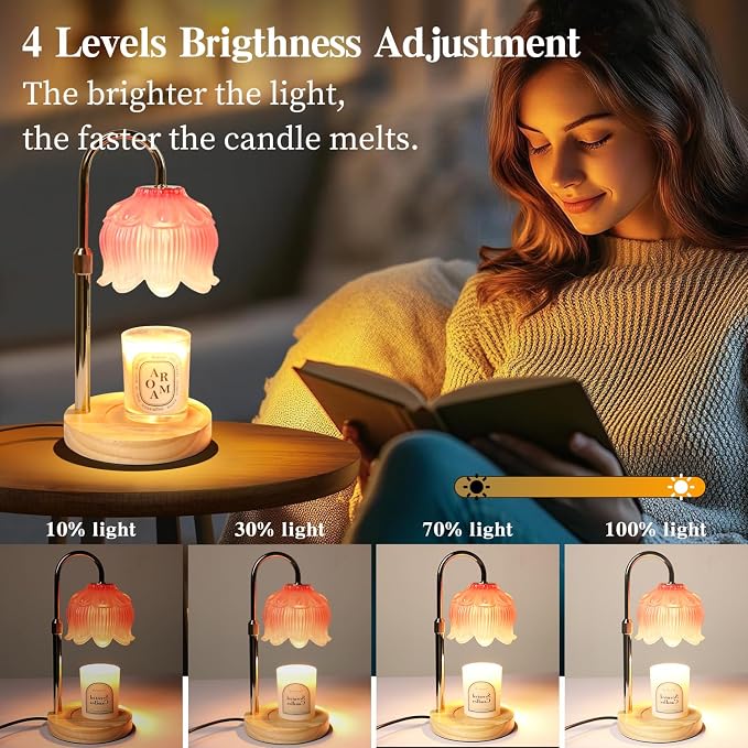 GEEZO Fragrance Candle Warmer Lamp，Electric Candle Warmer with Timer & Dimmer，Mom Christmas Birthday Gifts for Women, House Warming Gifts New Home Bedroom Decor