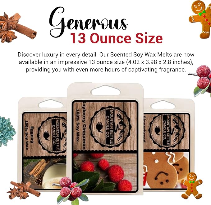 Wax Melts (Pack of 5) | HandPoured Soy Wax | Scent for Warmers | Made with Natural Oils | Eggnog, Christmas Thyme, Balsam Cedar, Bayberry Cinnamon, Gingerbread