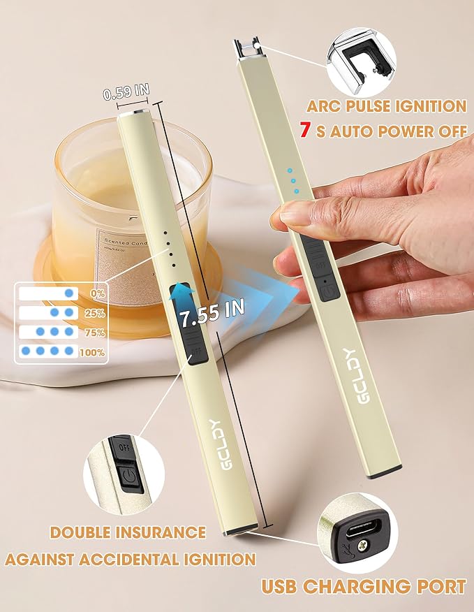 Electric Candle Lighter, USB Arc Rechargeable Windproof Long Lighter for Candle, Best Stocking Stuffers 2025, Birthday Gift for Women Men Mom Wife Sister, Gift for Sister