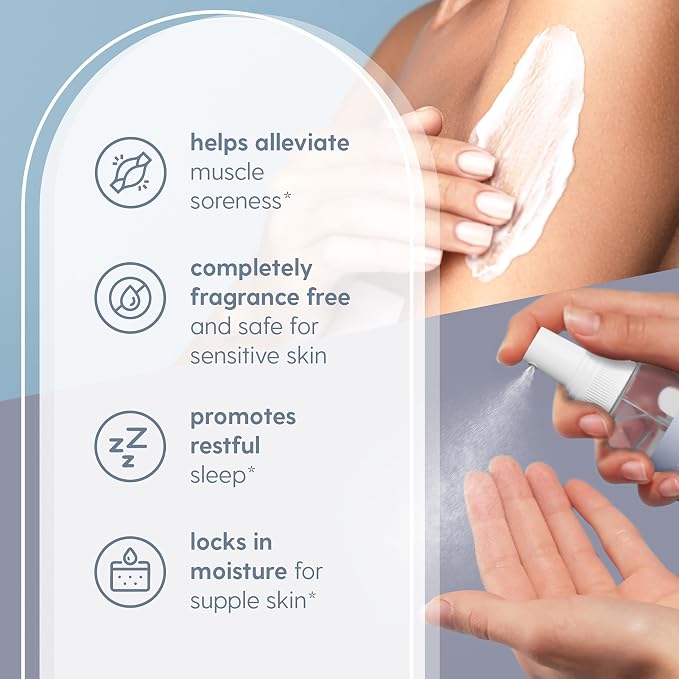 Unscented Magnesium Lotion & Spray for Sleep, Suitable for Sensitive Skin, Helps with Muscle Relaxation, Soothes Tired Legs & Foot Aches and Supports Restful Nights, 8 & 12 fl oz by M3