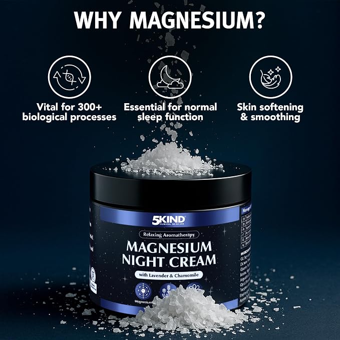 5Kind Magnesium Lotion for Sleep 10.1 fl oz - Magnesium Sleep Cream - Topical Magnesium Cream - Relaxing Lavender & Chamomile Magnesium - Infused with Lavender Essential Oils - Natural Sleep Aid