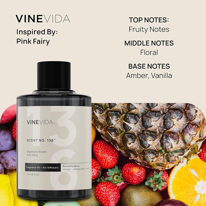VINEVIDA [16 Oz] Inspired by: Pink Fairy; Diffuser Oil Refill | Premium Scent Diffuser Oil for Home | Non-Toxic Fragrance