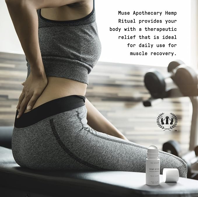 Muse Apothecary Hemp Ritual - Therapeutic Relief Roll-On, USDA Certified Organic Hemp Seed Oil, Post-Workout Recovery, Helps Relieve Muscle and Joint Tension and Discomfort, Pack of 2