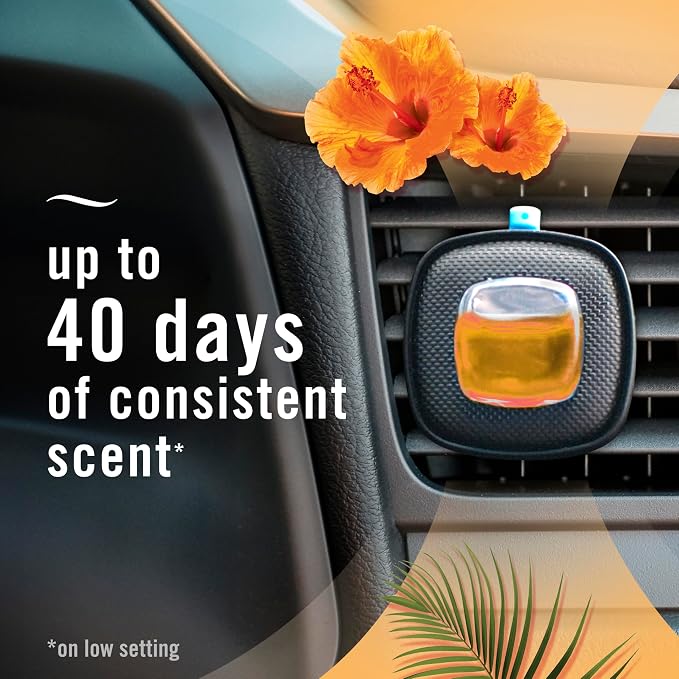 Febreze Car Odor-Fighting Air Freshener Vent Clip, Hawaiian Aloha, 1 count, .06 oz