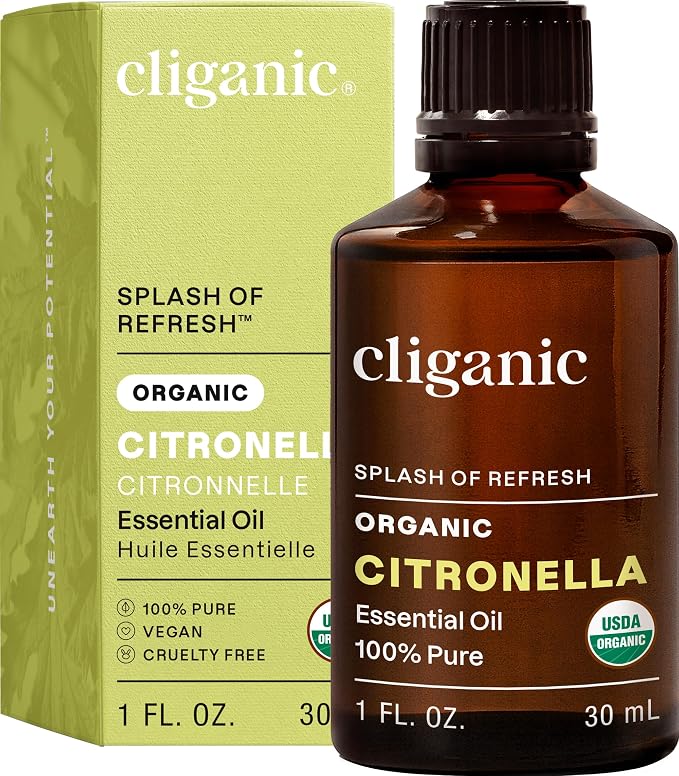 Cliganic Organic Citronella Essential Oil - 100% Pure Natural for Aromatherapy Diffuser | Non-GMO Verified