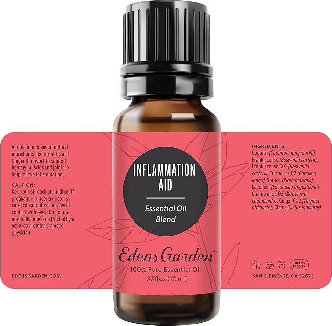 Edens Garden Inflammation Aid Essential Oil Blend- 100% Pure Premium Grade, Undiluted, Natural, Therapeutic, Aromatherapy, The Best for Skin, Face, Humidifiers 10 ml (.33 fl oz)