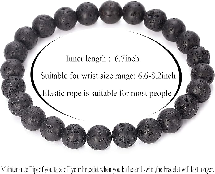 Men Women 8mm Natural Stone Lava Rock Diffuser Bracelet Elastic Yoga Agate Beads Bracelet Bangle
