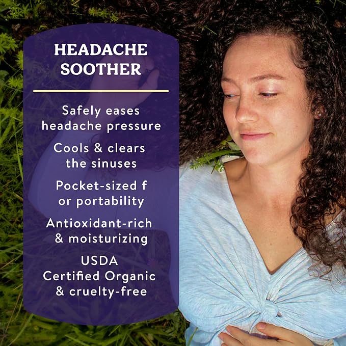 Badger Headache Soother, 100% Organic Essential Oil Aromatherapy, All-Natural Headache Relief w/Peppermint, Eucalyptus & Lavender, .6 oz