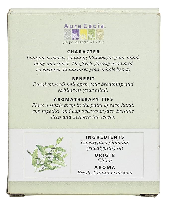 Aura Cacia Pure Essential Oil, Eucalyptus, 0.5 Fluid Ounce (Pack of 24)