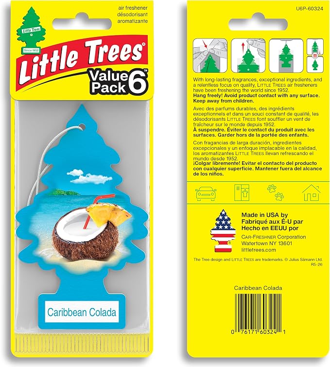 LITTLE TREES Car Air Freshener | Hanging Tree Provides Long Lasting Scent for Auto and Home | 24 Air Fresheners |Caribbean Colada