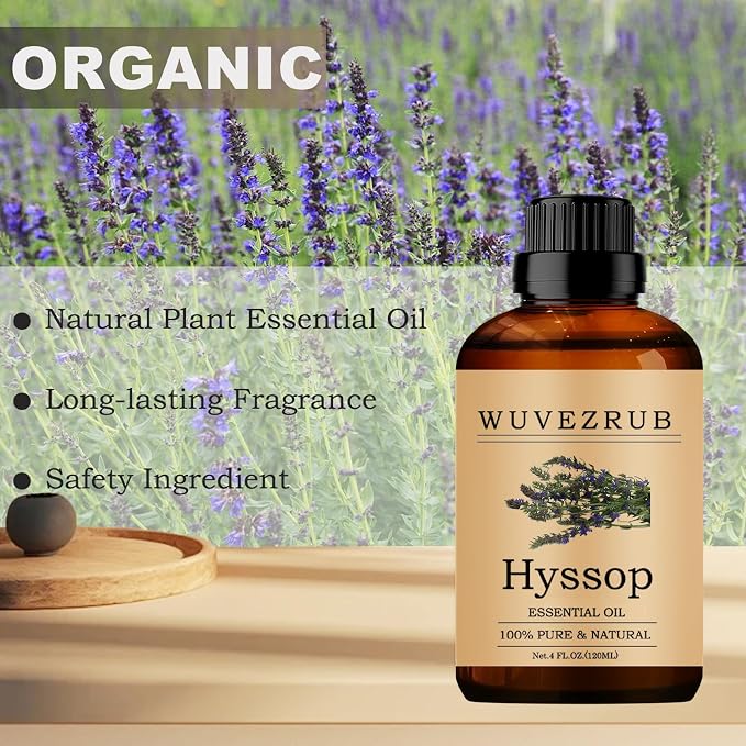 Hyssop Essential Oils, 120ML Pure and Natural Essential Oil for Aromatherapy Diffuser - Hyssop /4 Fl Oz