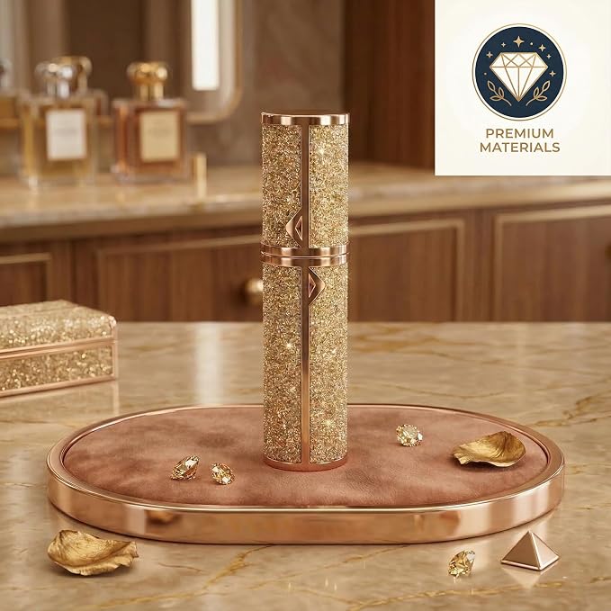 Luxury Travel Perfume Bottle Refillable 5ML, Leak-Proof Perfume Atomizer with Bottom Fill, Portable Mini Travel Size Cologne Sprayer for Men & Women, TSA Approved Empty Spray Bottles for Fragrance