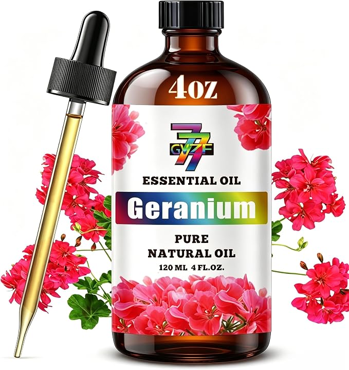 Geranium Essential Oil, Geranium Oils, for Diffuser, DIY Candles, Soap, Humidifier, Skin, Gift, Essential Oil, GV77ZF Geranium Fragrance Oil - 4 fl oz (120 ml)