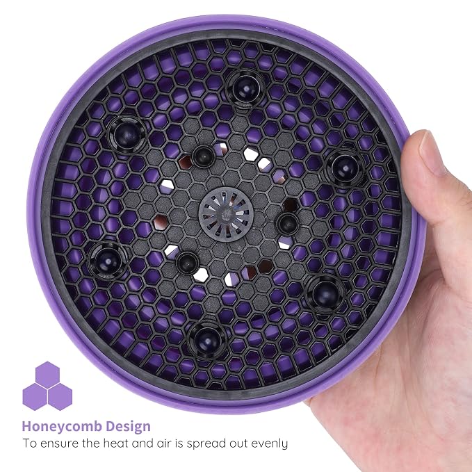 Segbeauty Collapsible Blow Dryer Diffuser, Travel Portable Hair Diffuser for Natural Curly Hair, Professional Lightweight Folding Diffuser Attachment for Dryers Nozzle 1.54 to 1.69 inches Purple