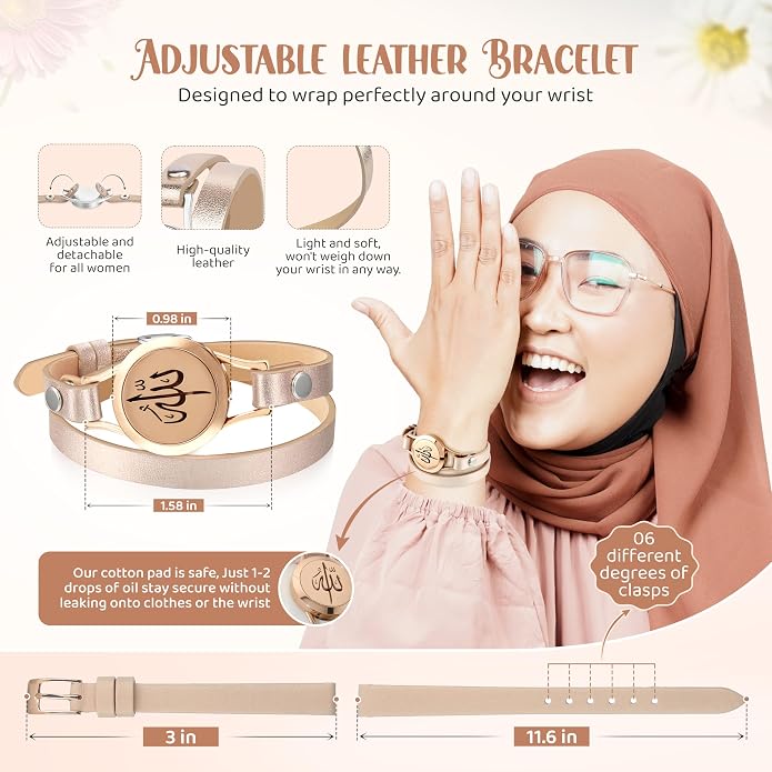 SHAHADA & Allah Bracelet AromatherapyOil Arabic Jewelry for Women–Perfect Ramadan & Islamic Gifts with Allah Pendant