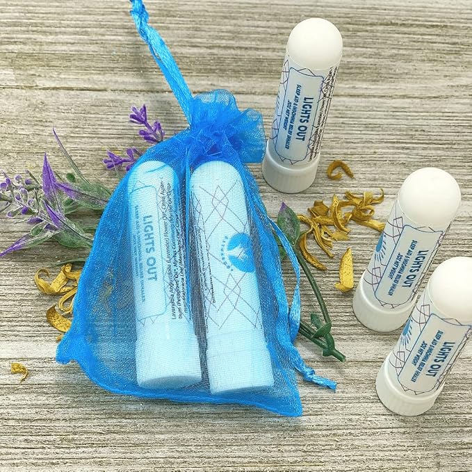 LIGHTS OUT Aromatherapy Nasal Inhaler 2PK | Relaxation and Sleep Support Essential Oil Blend w/Lavender and Neroli | Natural Undiluted Essential Oils | Gift Basket Idea | Valentine Gift
