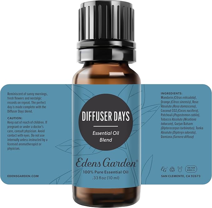 Edens Garden Diffuser Days Essential Oil Blend- 100% Pure Premium Grade, Undiluted, Natural, Therapeutic, Aromatherapy, The Best for Diffusing, Candle, Laundry, Humidifiers 10 ml (.33 fl oz)