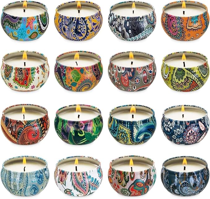 YOROXRG Set 16 Pack Scented Candles Gifts Soy Wax Travel Tin Jar Candles for Home 2.5 OZ Scented Candles for Mom for Christmas, Birthday, Thanksgiving, Mother's Day…