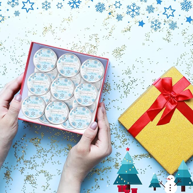 MTLEE 24 Pcs Snowflakes Baby Shower Party Favors Candles Lavender Scented Baby Shower Favors for Guests Rustic Tealights Candles Gender Reveal Return Gifts (1.2 oz, Blue)