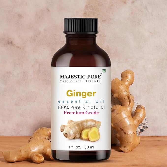 Majestic Pure Essential Oil with Glass Dropper - 100% Pure and Natural - Essential Oils for Diffuser, Aromatherapy, Soap and Candle Making, Ginger Essential Oil, Ginger Oil, 1 Fl Oz