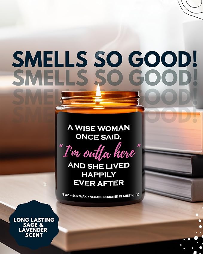 Funny Divorce Candle, Cool Retirement and Divorce Gifts for Women, Best Gift for Women, Unique Farewell Presents for Colleagues Coworker Teacher, Happy Retirement Ideas for Her