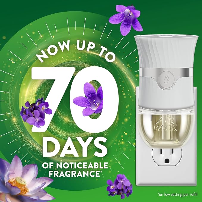 Air Wick Plug-In Scented Oil Refills, 4 Count, Black Lotus & Violet, Air Freshener, Essential Oils