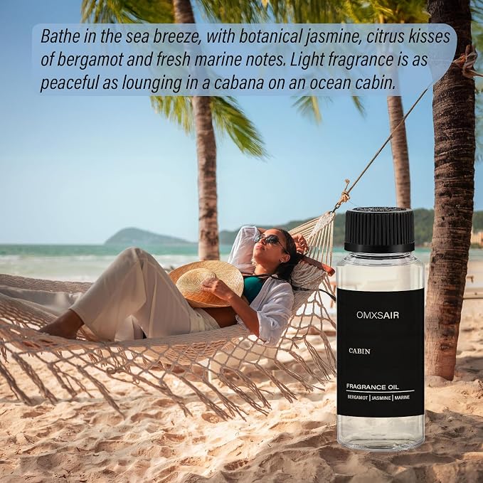 Hotel Diffuser Oil Cabin Inspired by Ritz Carlton 4.1 Fl Oz 120ml - Hotel Fragrance Diffuser Oil & Home Luxury Scents - Jasmine,Bergamot & Fresh Marine Essential Oils Blend for Aromatherapy Diffuser