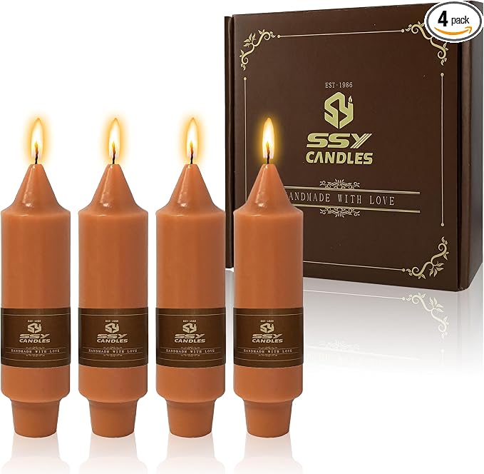 Earth Tone 5 Inch Short Taper Candles Pumpkin Chunky Unscented Smokeless Thick Tapered Candles for Fall Harvest Halloween Thanksgiving Dinner Party Home Décor