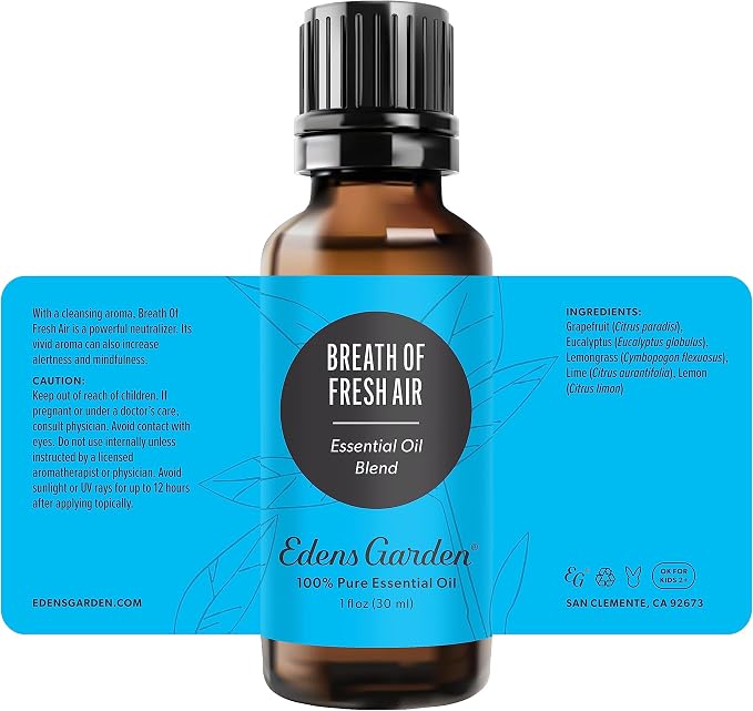 Edens Garden Breath of Fresh Air Essential Oil Blend- 100% Pure Premium Grade, Undiluted, Natural, Therapeutic, Aromatherapy, The Best for Skin, Humidifiers, Candle 30 ml (1 fl oz)