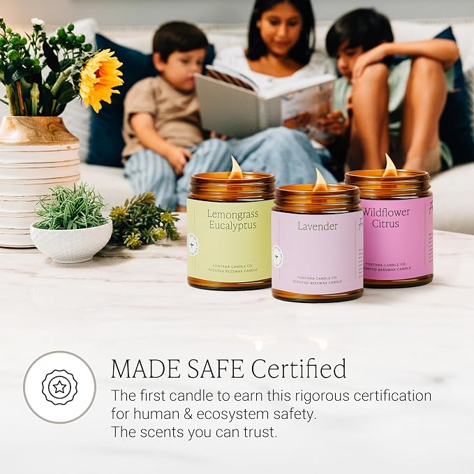 Fontana Candle Co Wood Wick Beeswax Jar Candle, Spring Bundle – Made Safe with Coconut Oil & Pure Essential Oils – 35+ Hrs Clean Burn, Long Lasting and Non-Toxic Candles for Home & Room Decor