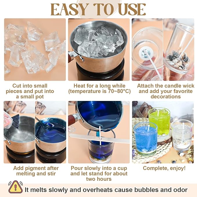 Jcoos Jelly Candle Making Kit, DIY Jelly Wax Melts, Candle Making Kit for Adults, 1.5 lb Gel Wax for Candle Making, Candle Wick, Dried Flowers, Conch, Sand, Dye, Crafting Valentine's Day Gift