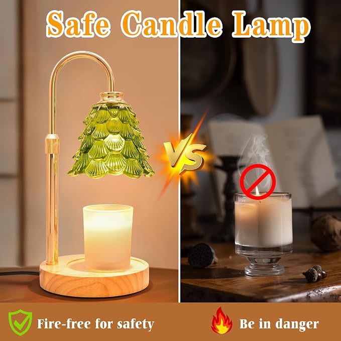 XJZJY Candle Warmer Lamp with Timer Dimmer, Adjustable Height Green Candle Wax Warmer, Christmas Birthday Gift for Mom Women, House Warming Gifts for New Home Bedroom Decor,Flower Green