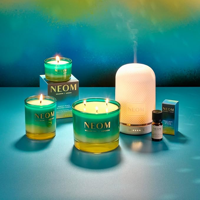 NEOM Perfect Peace 3 Wick Candle | Myrrh, Fir & Lime Peel I Pure Essential Oils I 100% Naturally derived Wax I Hand Finished I Relieve Tension
