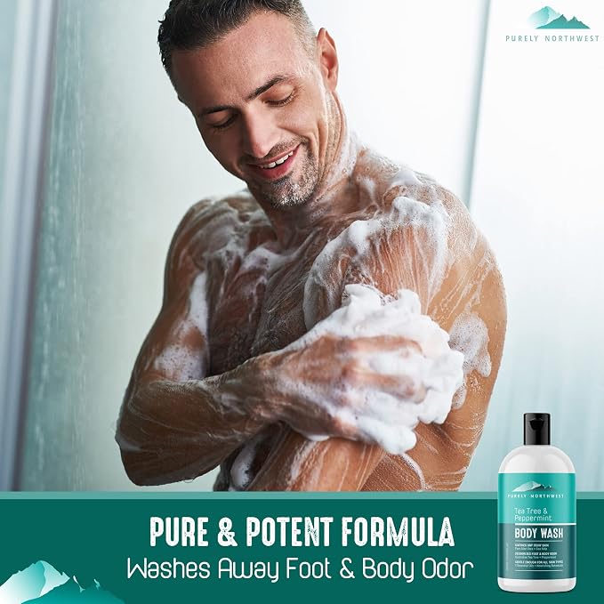 Tea Tree Body Wash for Men and Women – Natural Tea Tree Oil Body Cleanser for Odor, Skin Irritations, Hydrating Shower Gel for Sensitive Skin, Gentle and Refreshing Body Wash