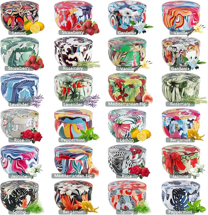 WPONSZU Set 24 Pack Scented Candles Gifts Soy Wax Travel Tin Jar Candles for Home 2.5 OZ jar Candles for Mom for Christmas, Birthday, Thanksgiving, Mother's Day