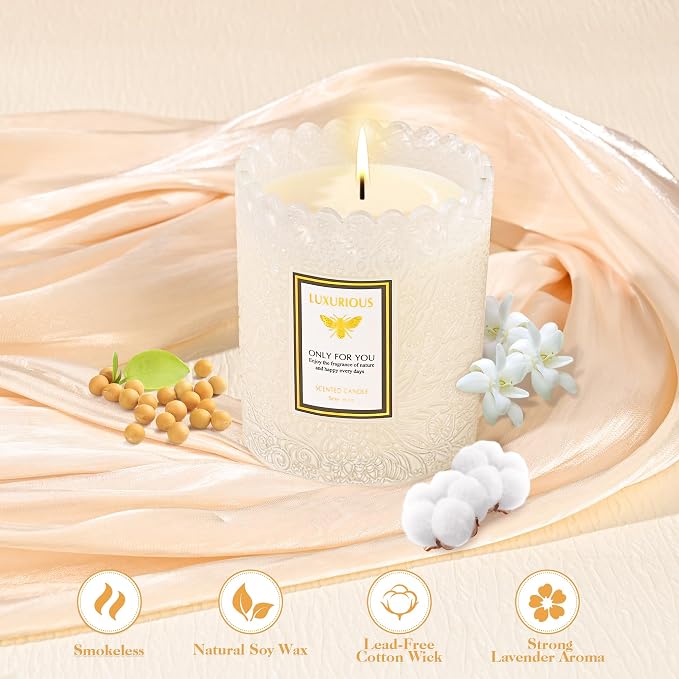 Tuberose Scented Candle, Candles for Home Scented, Luxury Jar Candles for Women, Candles Gifts for Women, Natural Soy Wax Candle, 7 oz 40 Hours